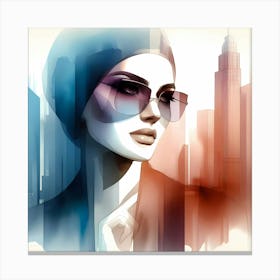 Illustration Of A Woman In Sunglasses Canvas Print