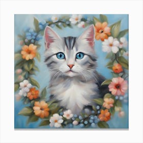 Cat In A Wreath Canvas Print