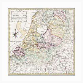 Kaart Van Nederland Met De Marsroutes Van Het Franse Leger (1792) Canvas Print