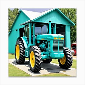 Tractor In Front Of Shed Cubism Style Canvas Print