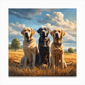 Three Labrador Retrievers Canvas Print