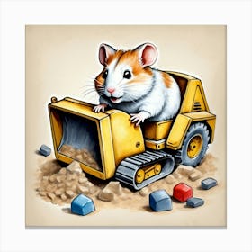 Hamster In A Bulldozer 2 Canvas Print