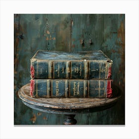 Old Books On A Wooden Table Canvas Print