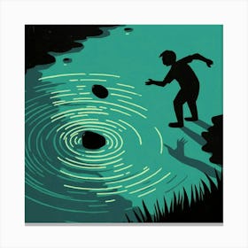 Man Jumping Into A Pond Canvas Print