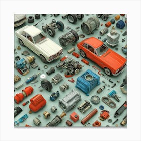 Car Parts Tile Canvas Print
