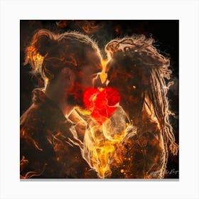 Valentines Lights Us Up - Love Flames Canvas Print