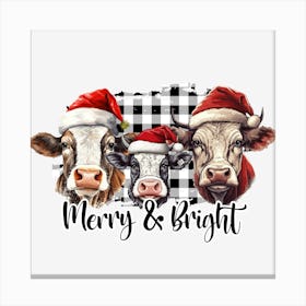 Merry And Bright Cows Canvas Print