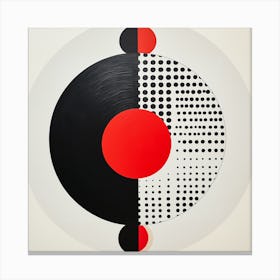 Abstract Geometric. Black and Red Circles and Dots Canvas Print