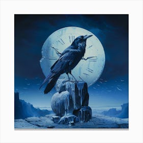 Crow in the Moon Canvas Print