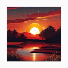 Sunset Over Water 13 Canvas Print