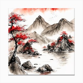 Chinese Landscape Mountains Ink Painting (50) 1 Canvas Print