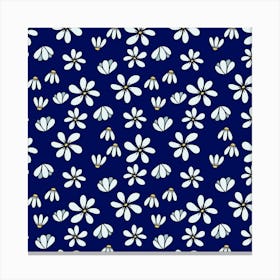 Daisies On A Blue Background Canvas Print