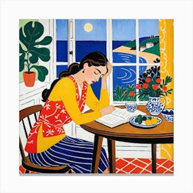 Woman Reading Canvas Print