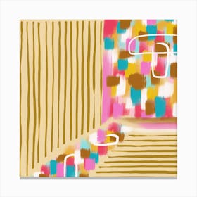 Boho Abstract Stripes & Colorful Brush Strokes Canvas Print