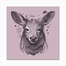 Deer Head With Hearts Canvas Print