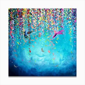 Confetti, bird and flower Canvas Print