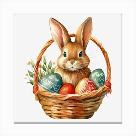 Easter Bunny In Basket 6 Canvas Print