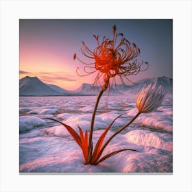 Flower In The Snow Canvas Print