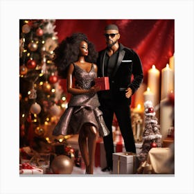 Realistic Black Couple Christmas Stylish Deep In2 Canvas Print