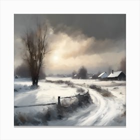 A Winter Landscape, Snow across the Countryside 3 Canvas Print