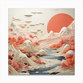 Japanese paper cut landscape Canvas Print