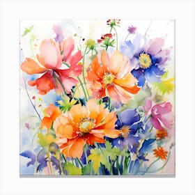 Whimsical Watercolour Roses Canvas Print