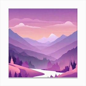 Misty mountains background in purple tone 128 Canvas Print