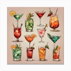 Default Cocktails In Different Styles Aesthetic 0 Canvas Print