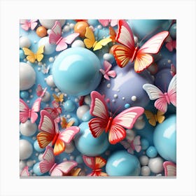 Butterflies On A Blue Background 2 Canvas Print