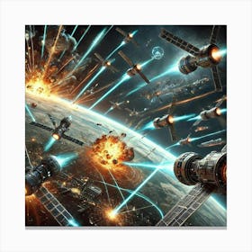 Orbital Siege Network Strikes Converted Canvas Print