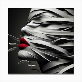 Portrait Of A Woman Wrapped In Paper Canvas Print