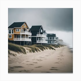 Stormy Day At The Beach; beach houses Canvas Print