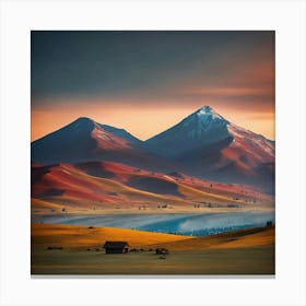 Landscape Mountains At Sunset Canvas Print