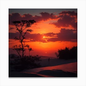 Sunset In White Sand Dunes Canvas Print