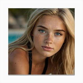 Beautiful Young Woman With Freckles Canvas Print