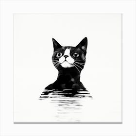 Cat In Water Canvas Print