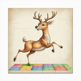 Deer Jumping Puzzle Canvas Print