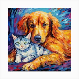 Dog And Cat Painting 2 Canvas Print