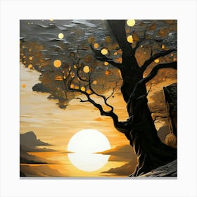 Tree At Sunset Canvas Print