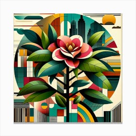 Abstract modernist Camellia tree 2 Canvas Print