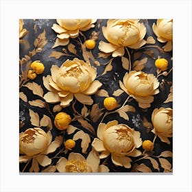 Pattern with Yellow Peony flowers Canvas Print