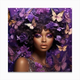 Purple Beauty With Butterflies 2 Canvas Print