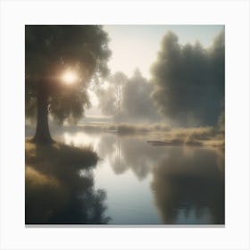Sunrise Over A River 3 Canvas Print