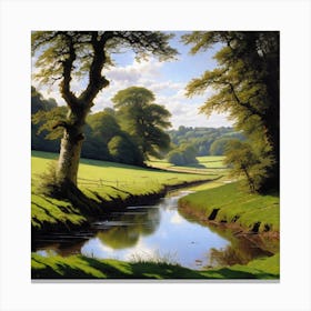 Stream In A Field Canvas Print