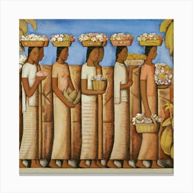 Women With Baskets Canvas Print