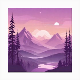 Misty mountains background in purple tone 59 Canvas Print