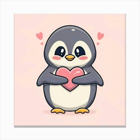 Cute Penguin With Heart Canvas Print