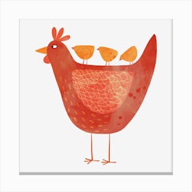 Hen With Chicks Canvas Print