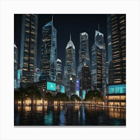 Cityscape At Night 14 Canvas Print