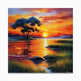 Sunset On The Lake 8 Canvas Print